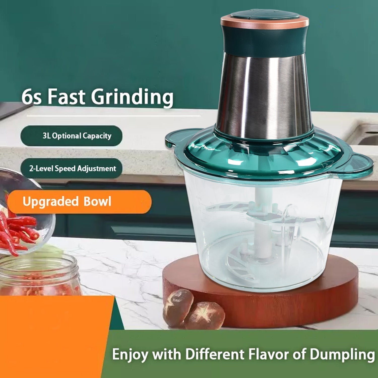 Stainless Steel Electric Meat Grinders with Bowl for Food Chopping Meat & Vegetable. - Springkart 