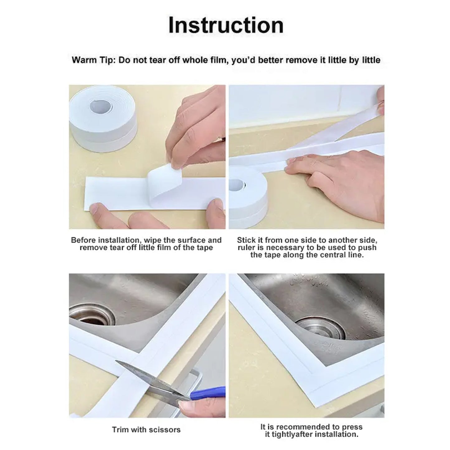 KITCHEN SINK PLATFORM STICKER BATHROOM CORNER TAPE (3.2 METER SIZE) - Springkart 