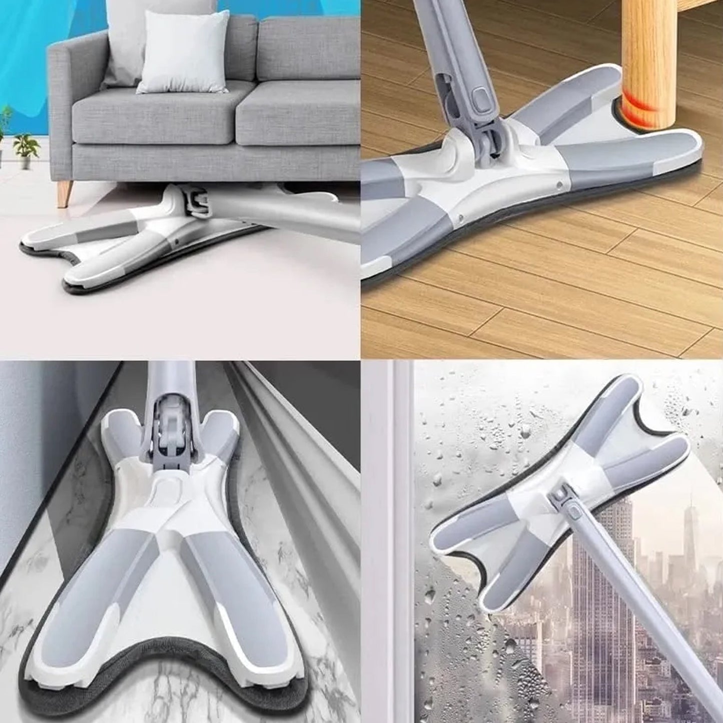 Adjustable 360° Flat Hand Mop: Floors, Walls, Ceilings (Easy Squeeze) - Springkart 
