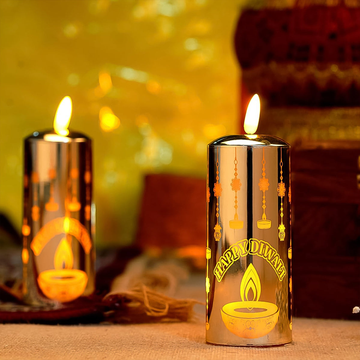 Flameless Diya Flickering Candle, Realistic Moving Flame LED Light (1 Pc / Mix Design) - Springkart 