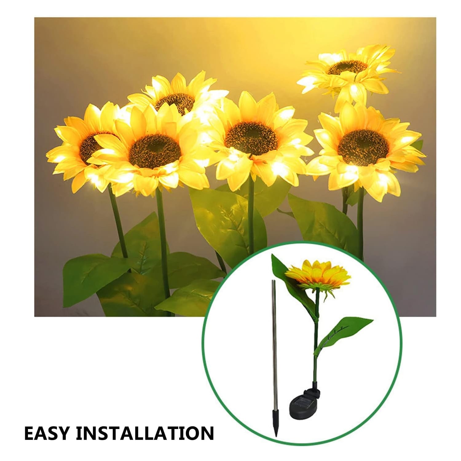 2 Pc Outdoor Solar Sunflower Lights Intelligent Light Control Waterproof Garden Landscape Stake Light - Springkart 