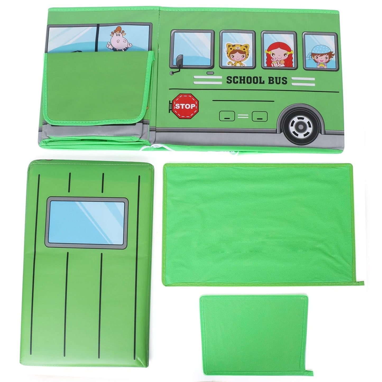 Foldable Bus Shape Toy Box Storage with Lid for Storage of Toys Basket Useful as Toy Organizer mountable Racks Surface Multipurpose Basket for Kids Wardrobe Cabinet Wood with Cloth Cover For Home Decor Books, Game, Baby Cloth (Mix Color & Design ) - Springkart 
