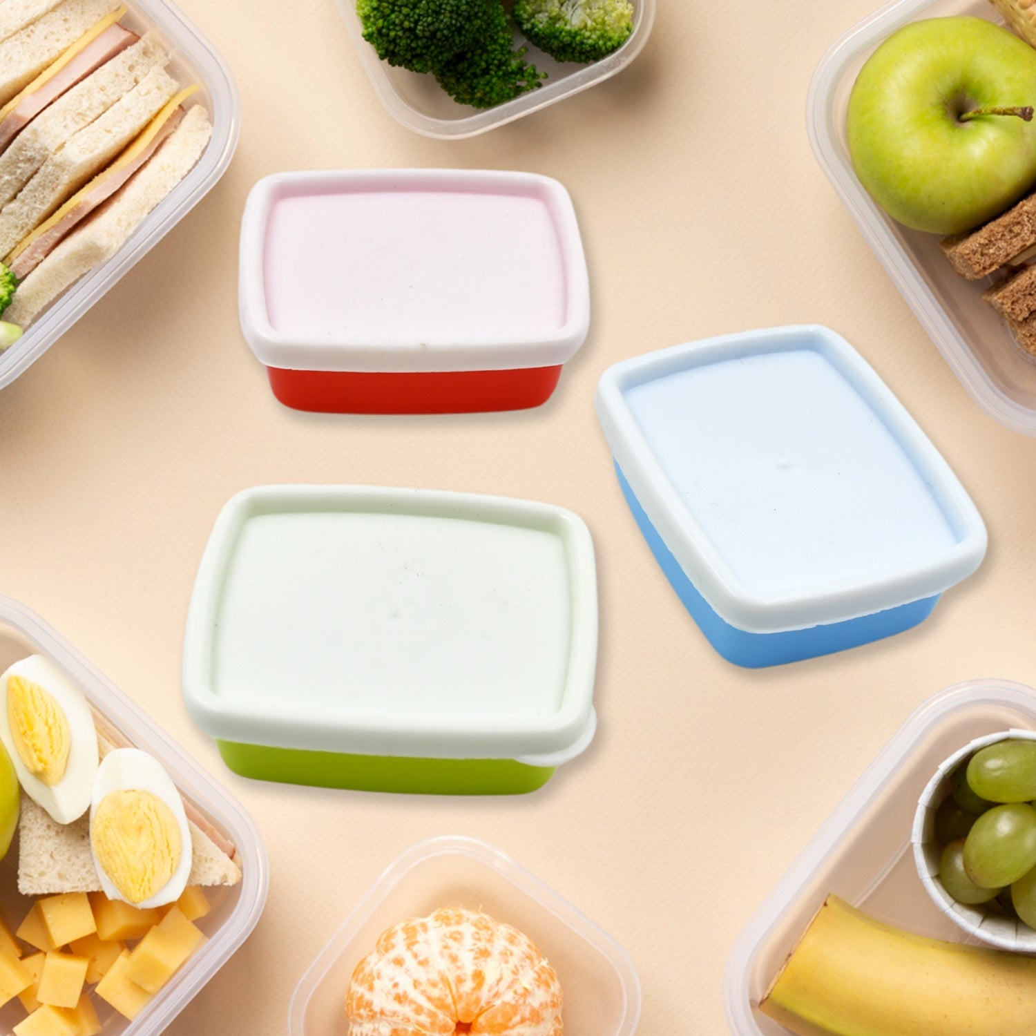 Plastic Airtight Containers Set, Small Plastic Container Set, Rectangular Plastic Food, Pickle, Fridge Containers Multicolor Kitchen Storage Container (3 Pcs Set) - Springkart 