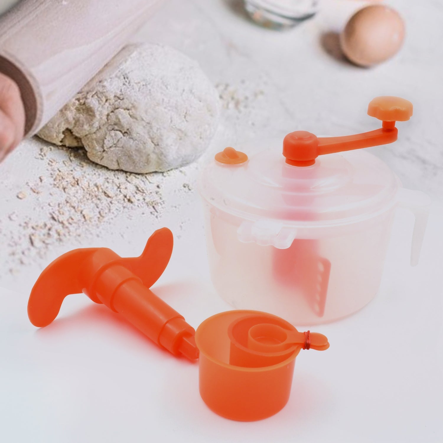 Miracle Atta Maker for Home 2 in 1 Ata Non-Electric Dough Flour Machine for Kitchen | Chakki Clear line Measuring Cups Set Bread Mixer May Vary Hand Tool Plastic Portable Dough Atta - Springkart 
