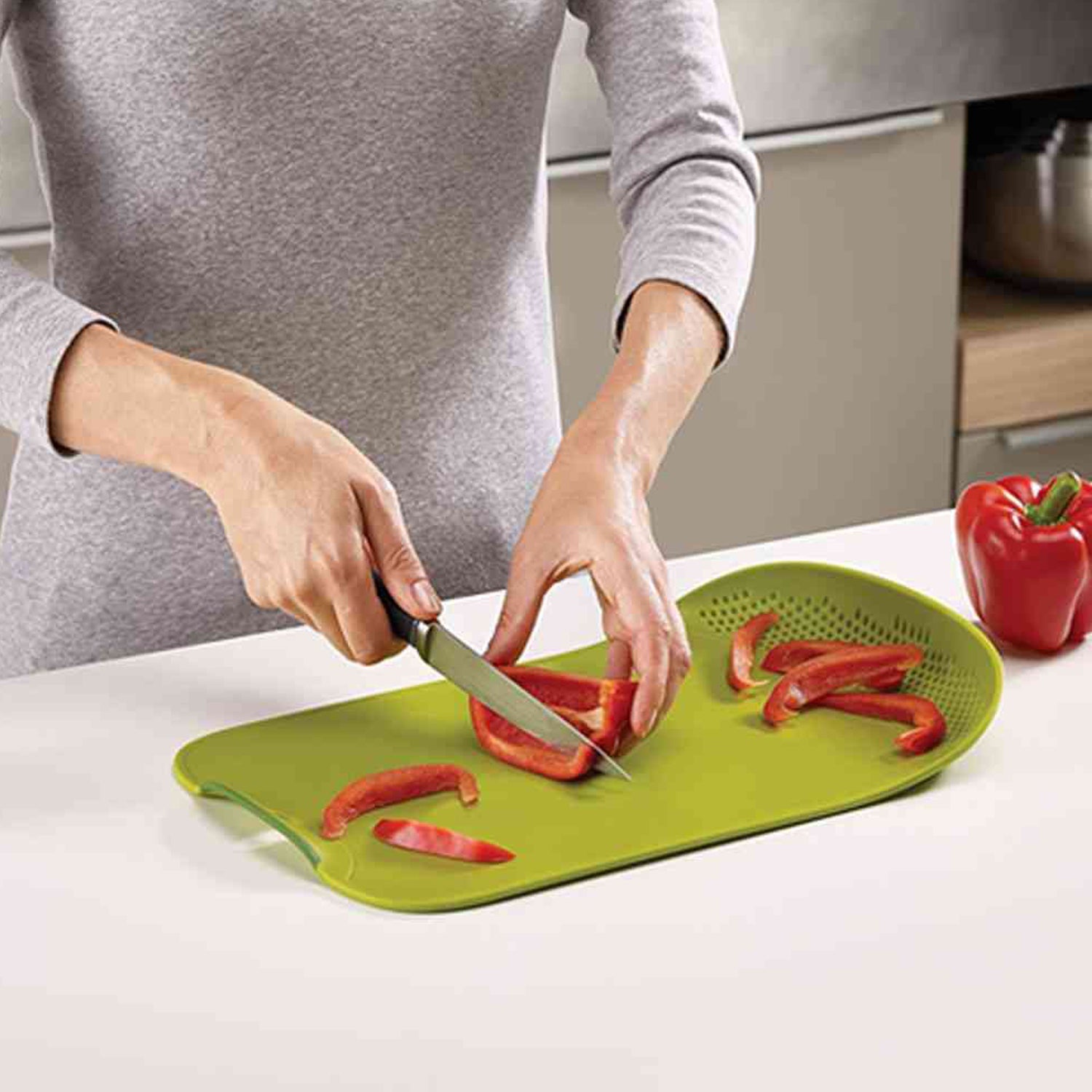 Chop & Drain Vegetables Fruits Chopping Board Sleek Knife - Springkart 