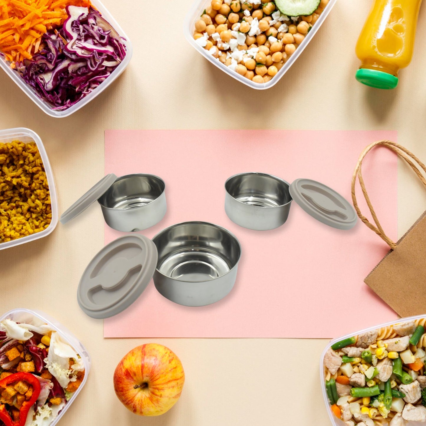 Stackable Insulated Tiffin with Handle (1 Pc): Leakproof, Hot Food Container - Springkart 