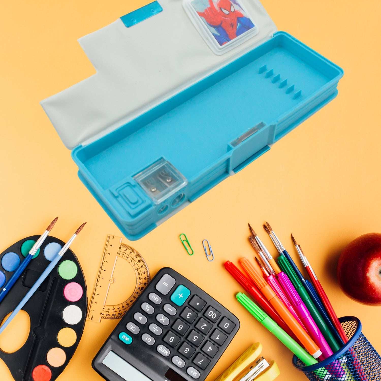 Cartoon Multi-functional Geometry Box with Calculator & Double Sharpener - Springkart 