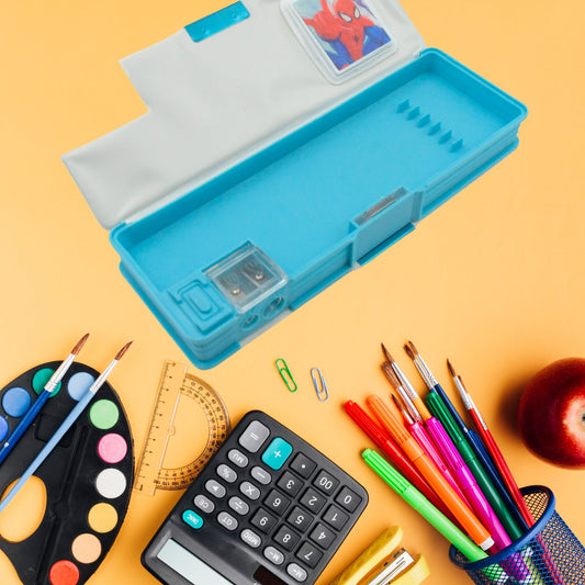Cartoon Multi-functional Geometry Box with Calculator & Double Sharpener - Springkart 