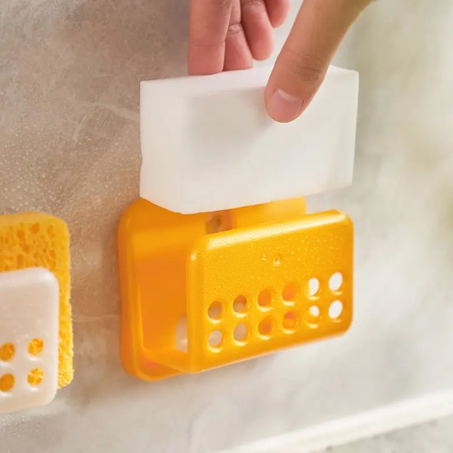 Self-Adhesive Sponge and Soap Holder | No-Drill Sink Organizer & Multipurpose Kitchen Caddy - Springkart 