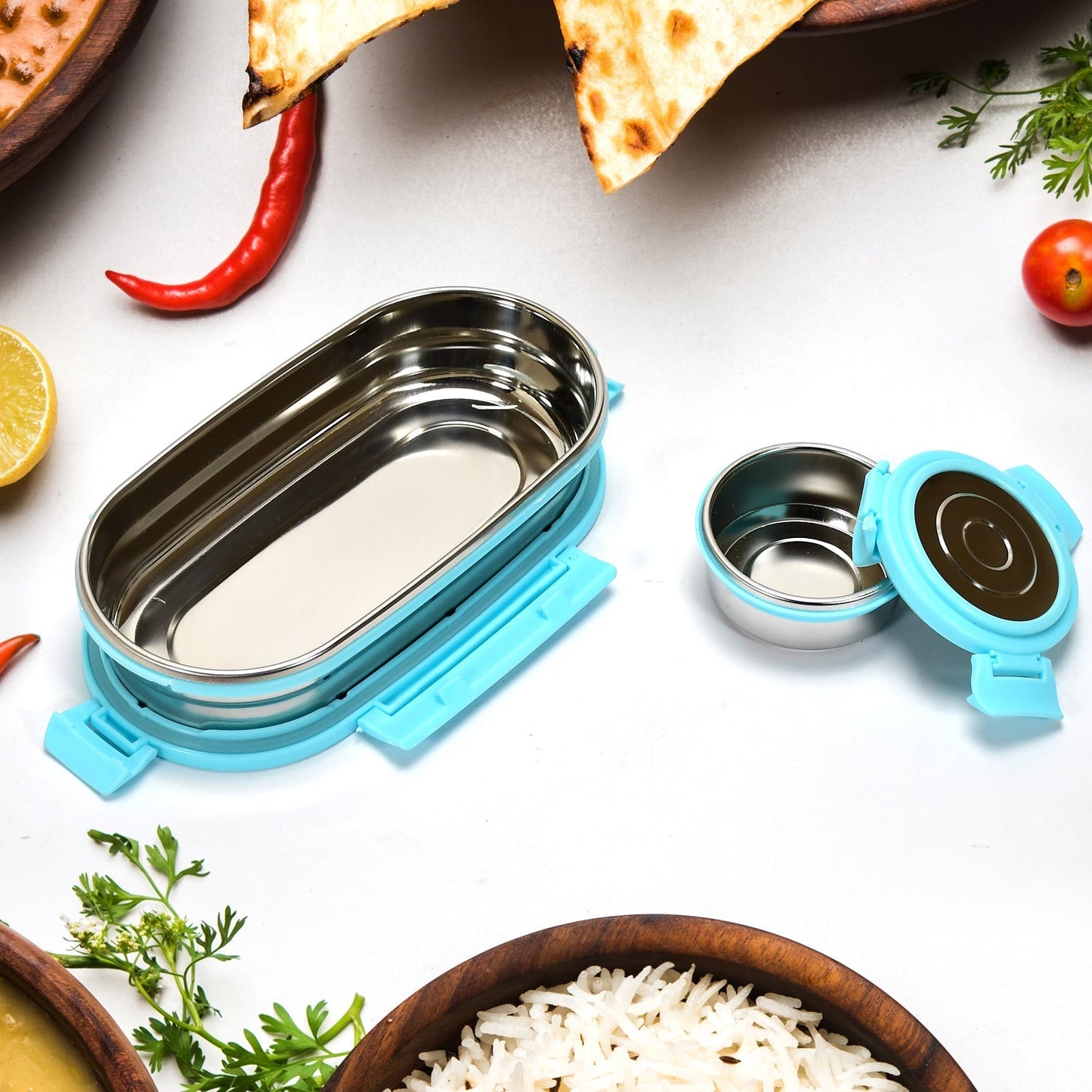 Ganesh Stainless Steel Lunch Box & Small Container ( Set Of 2 Pcs ) - Springkart 