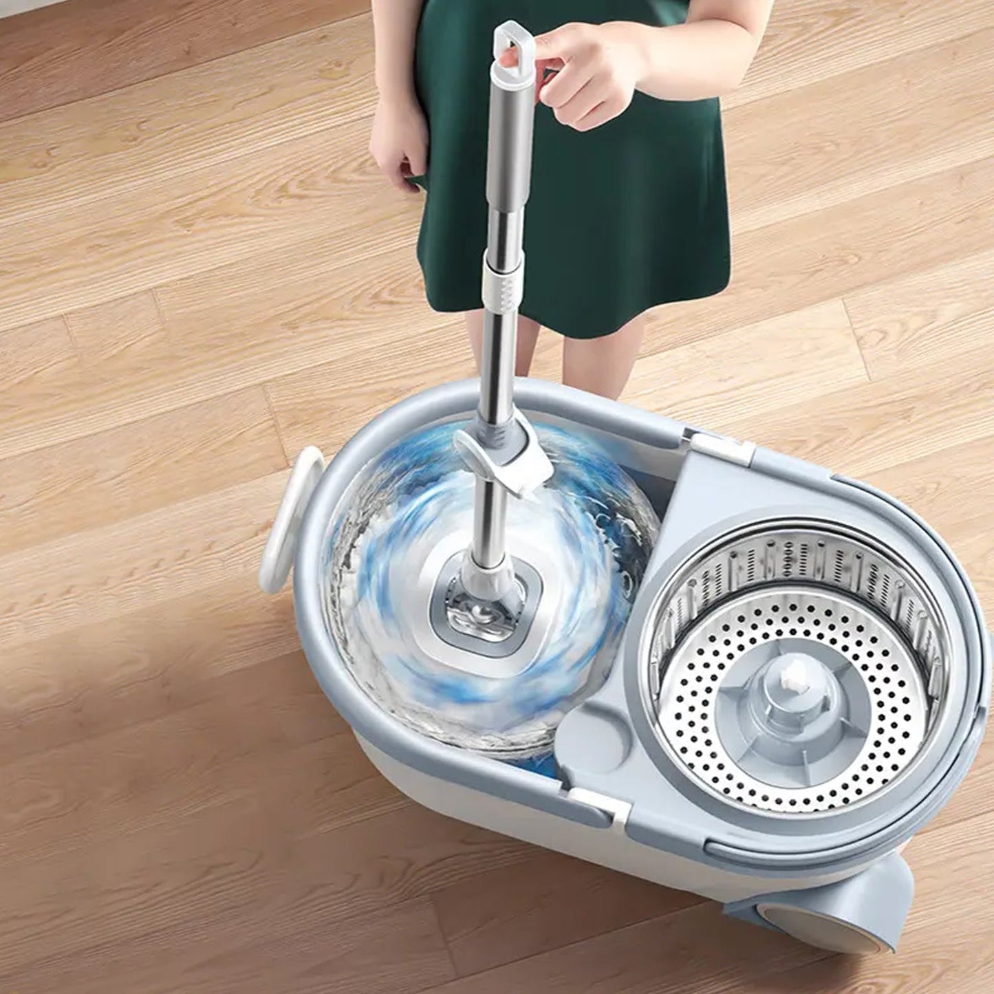 Quick Spin Mop With Steel Spin, Bucket Floor Cleaning, Easy Wheels & Big Bucket, Floor Cleaning Mop with Bucket - Springkart 