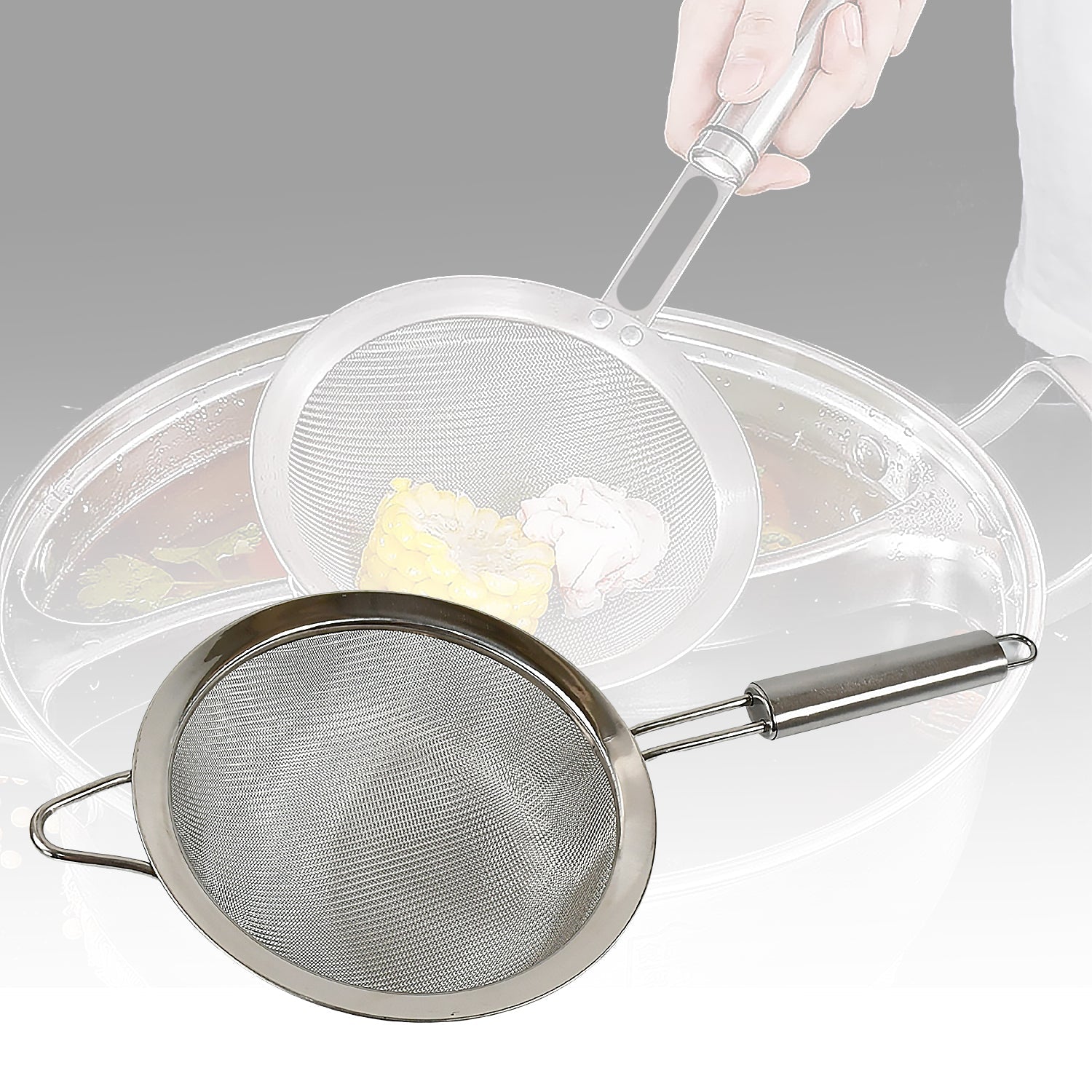Mesh Sieve Quality Stainless Steel Fine Mesh Strainer with Sturdy Handle and Hook, Ideal for Tea Coffee, Rice, Powder, Fruit Etc Kitchen Food Kitchen Utensil - Springkart 
