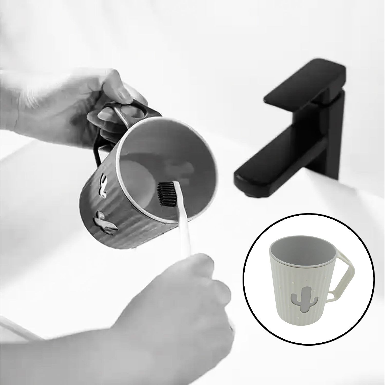 Multi-Purpose Plastic Cactus Cup, Brushing Cup, Cactus Look Toothbrush And Toothpaste Holder Bathroom Cup Cartoon Bathroom Cup With Slot Handle Toothbrush Holder For Bathroom (1 Pc) - Springkart 