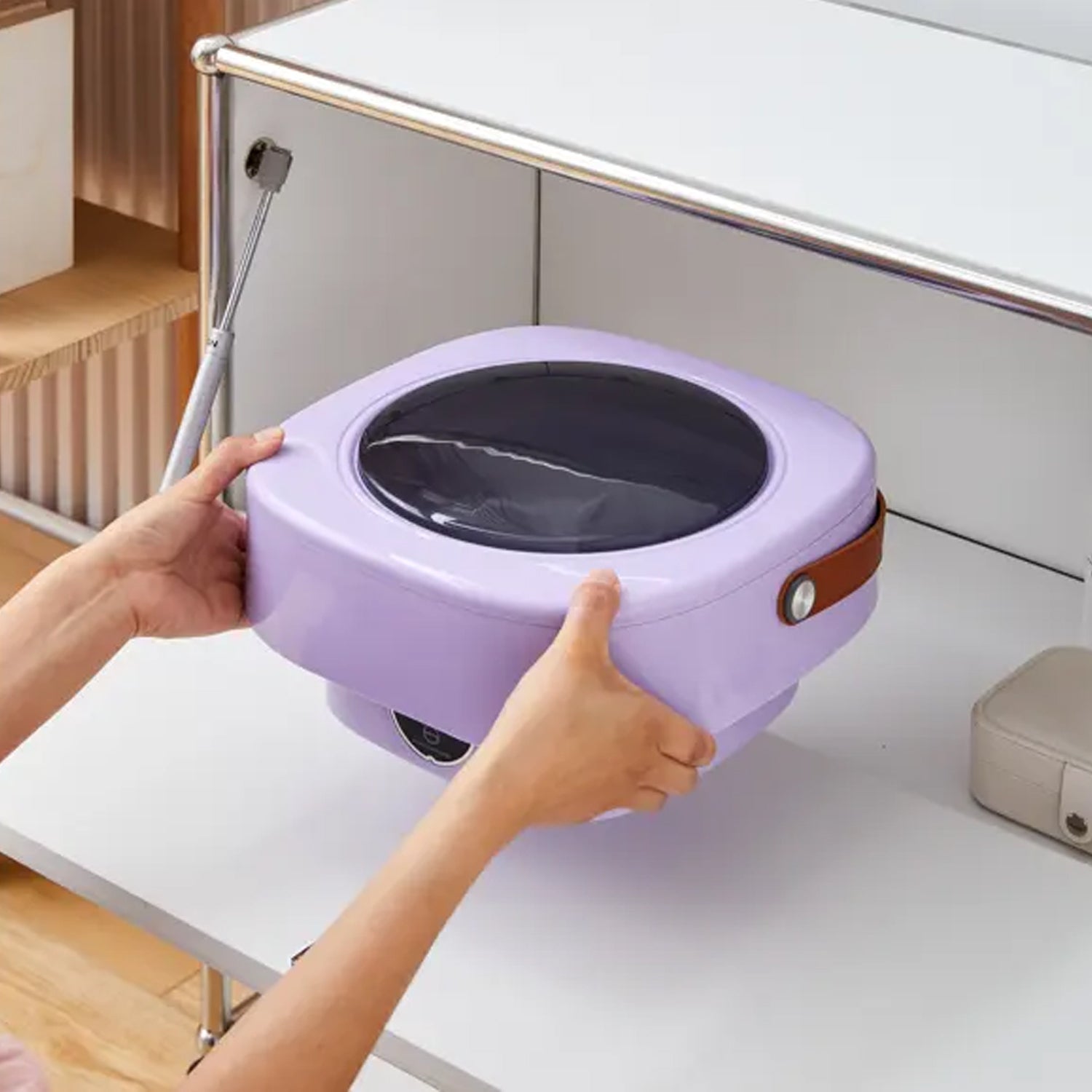 Mini Washing Machine Foldable Mini Washer with Drain Basket Portable Washing Machine Foldable for Laundry Travel Camping RV Baby Clothes - Springkart 