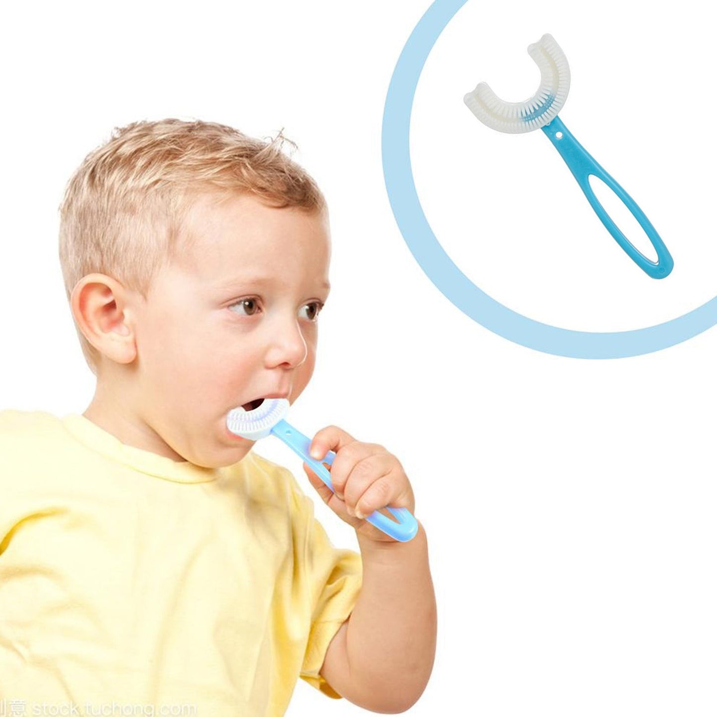 Kids U Shaped Large Tooth Brush used in all kinds of household bathroom places for washing teeth of kids, toddlers and children’s easily and comfortably. - Springkart 