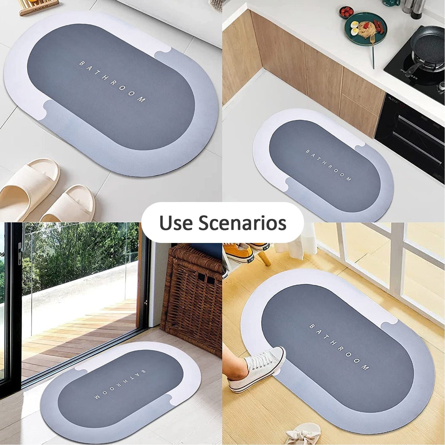 Floor Mat, Bath Mat, Doormat, Bathroom Carpet. Cushion Mat Super Absorbent Soft Carpet, Quick Dry Dirt Barrier for Home, Office - Springkart 
