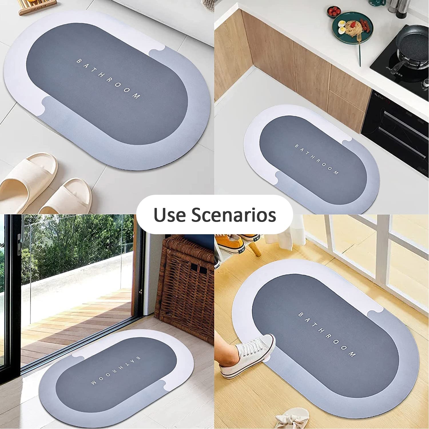 Floor Mat, Bath Mat, Doormat, Bathroom Carpet. Cushion Mat Super Absorbent Soft Carpet, Quick Dry Dirt Barrier for Home, Office - Springkart 