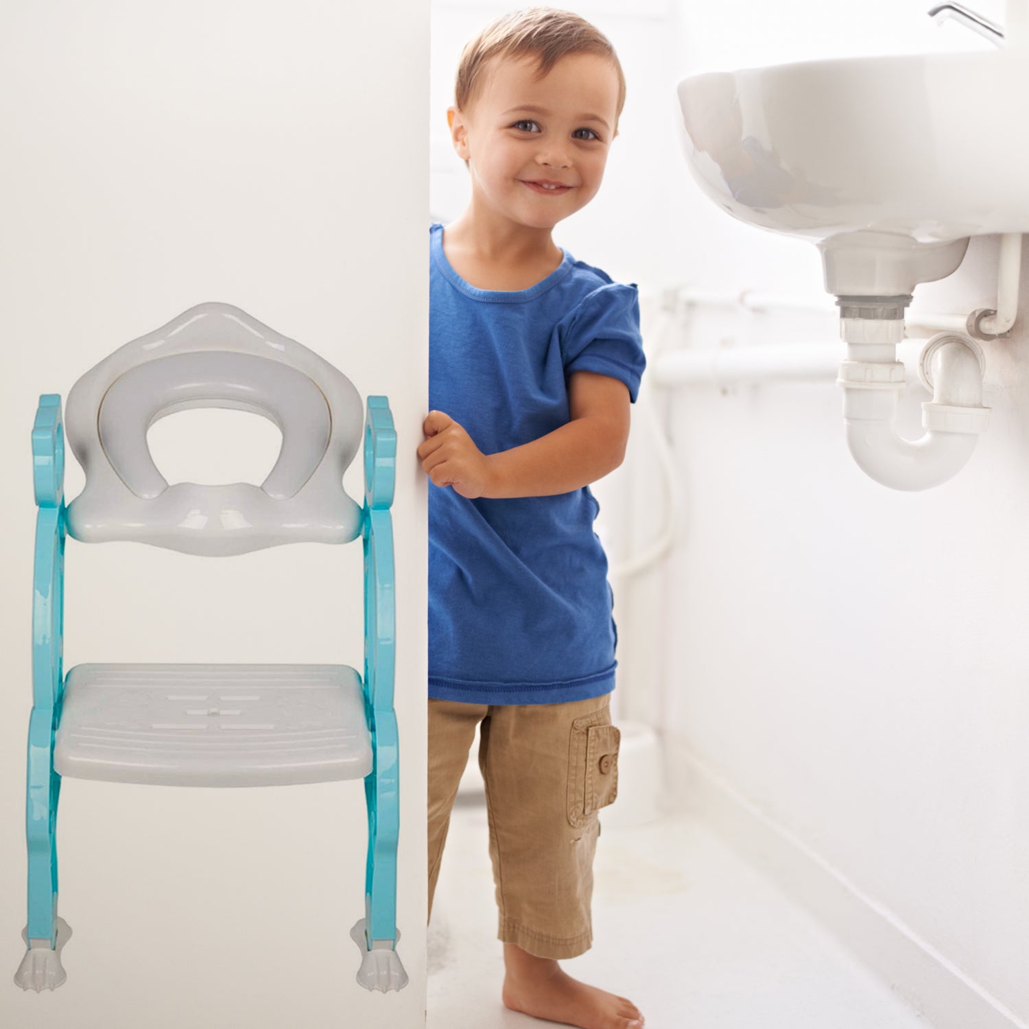 Close-up of potty training seat with step stool for toddlers