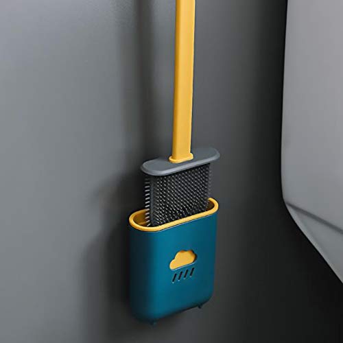 Silicone Toilet Brush with Holder Stand for Bathroom Cleaning - Springkart 