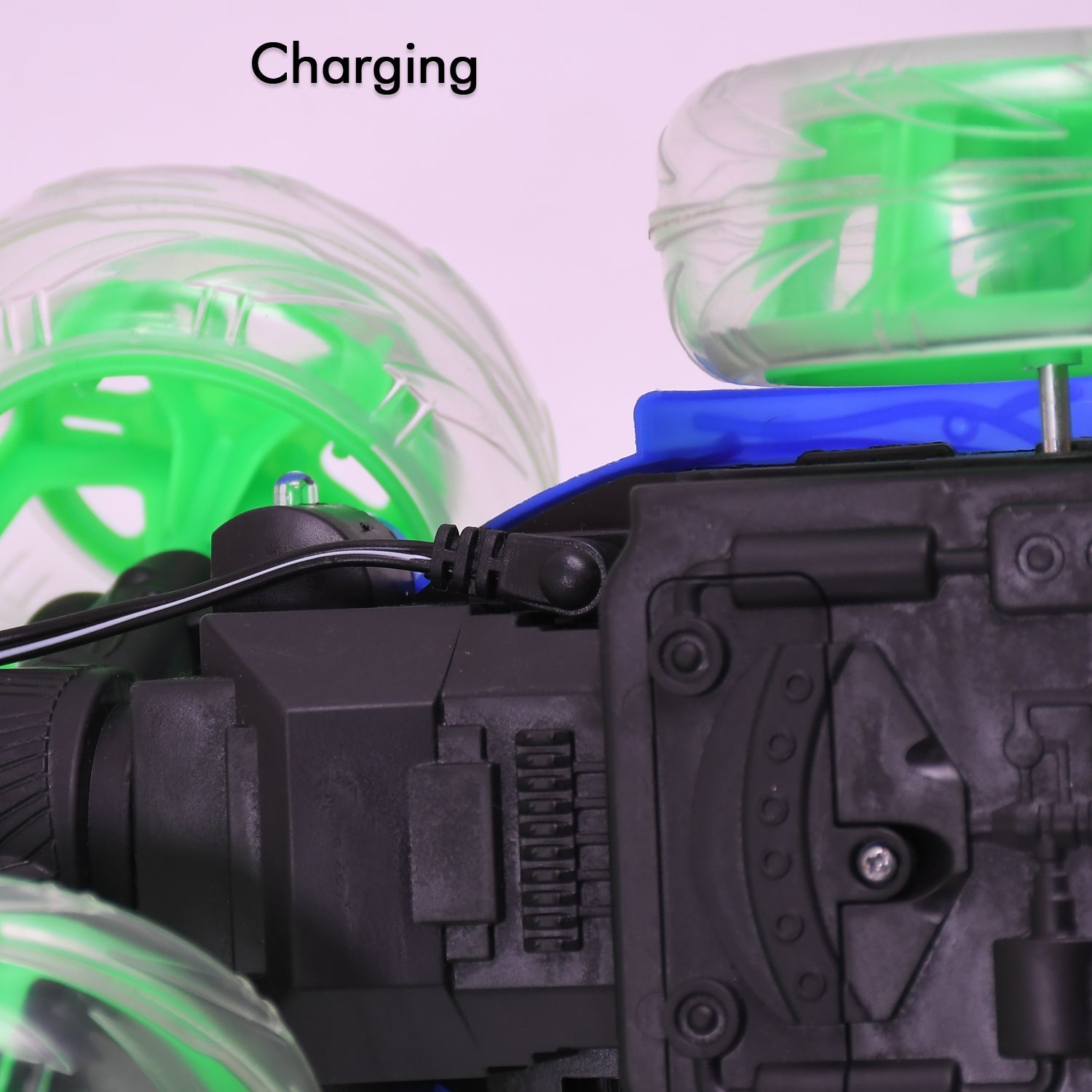 Rechargeable 360 degree stunt rolling remote control car with colourful 3d lights and music for kids - Springkart 