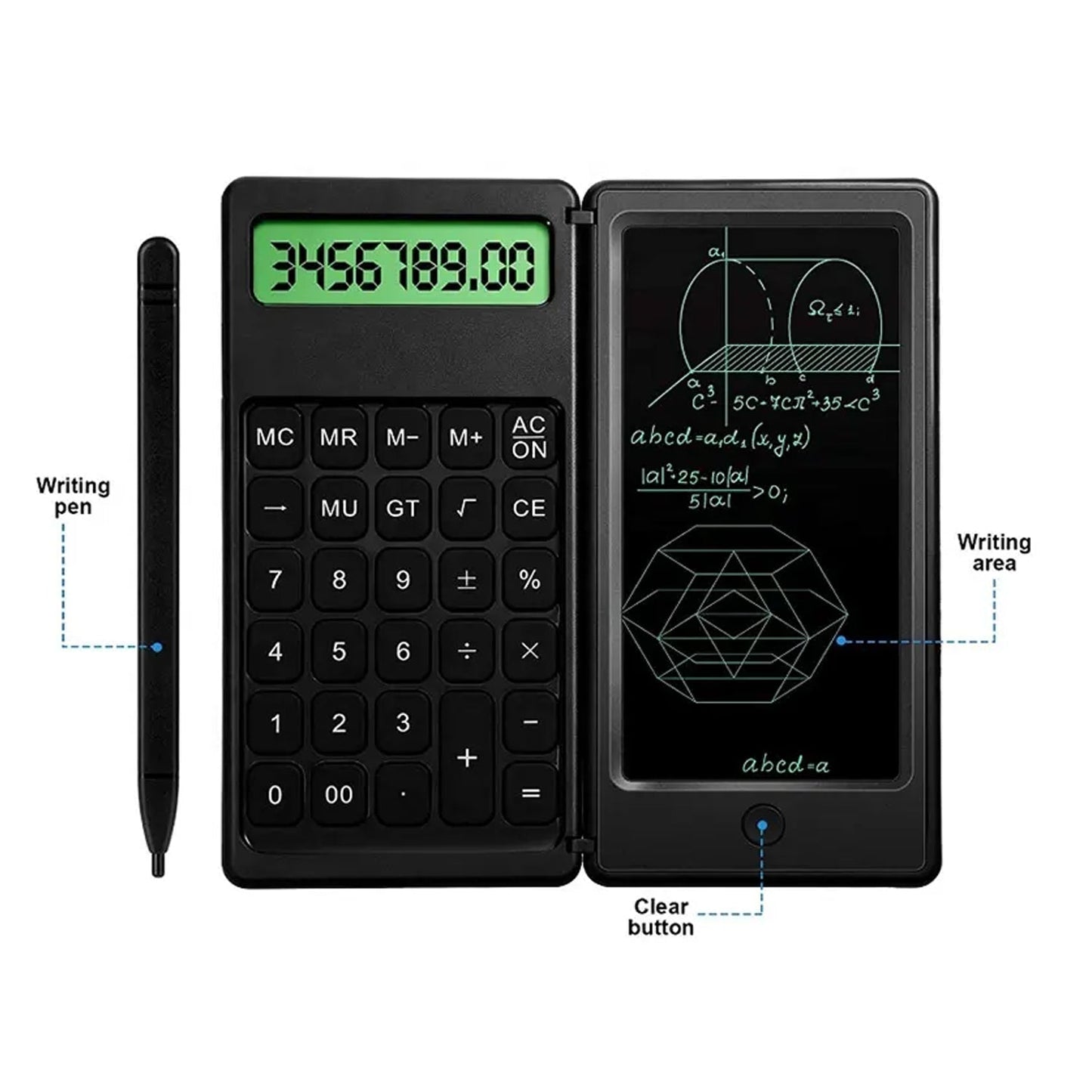 Foldable Calculator With 6 Inch LCD Tablet Digital Drawing Pad Stylus Pen Erase Button Lock Function Smart Calculator -01 - Springkart 