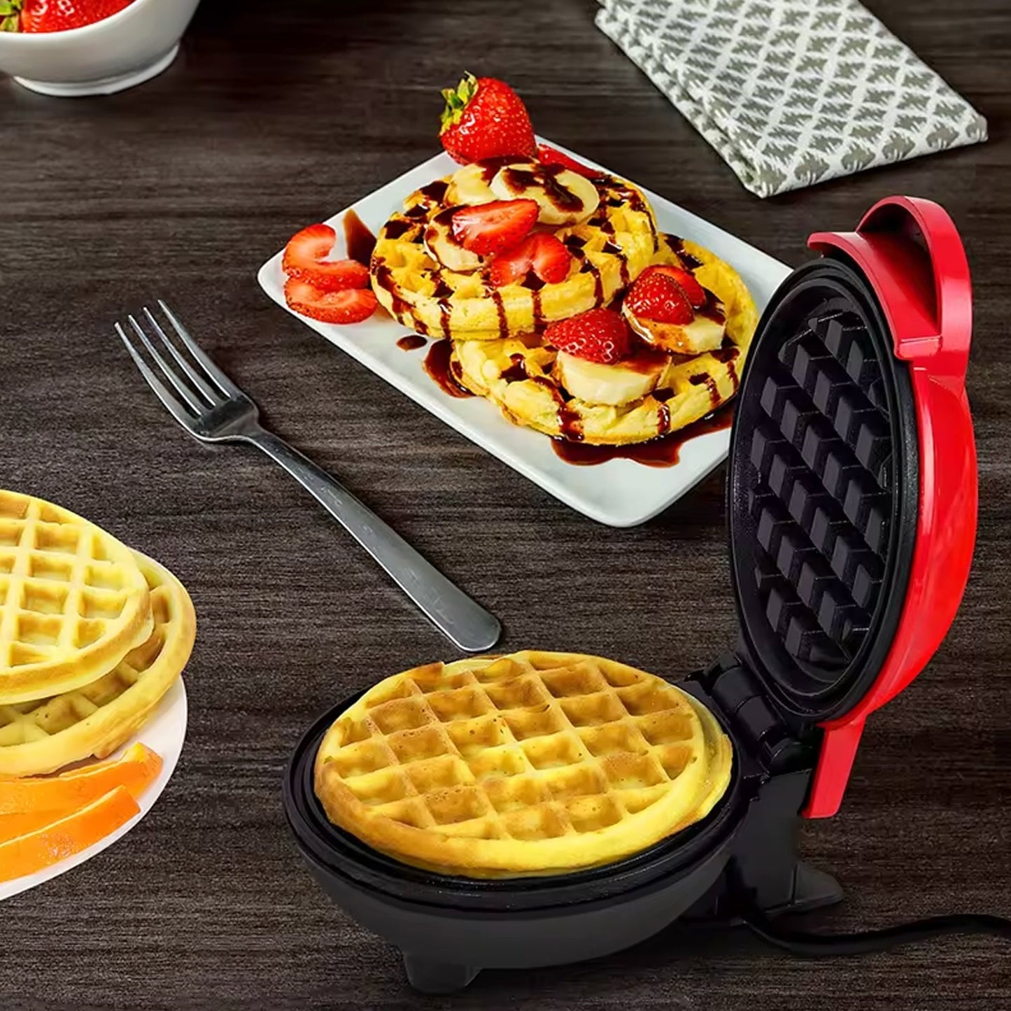 Mini Waffle Maker Machine Waffle Iron Home Appliances Kitchen Gift Easy To Clean, On-Stick Surfaces, Perfect Breakfast, Dessert, Sandwich, Cakes, Other Snacks Machine - Springkart 