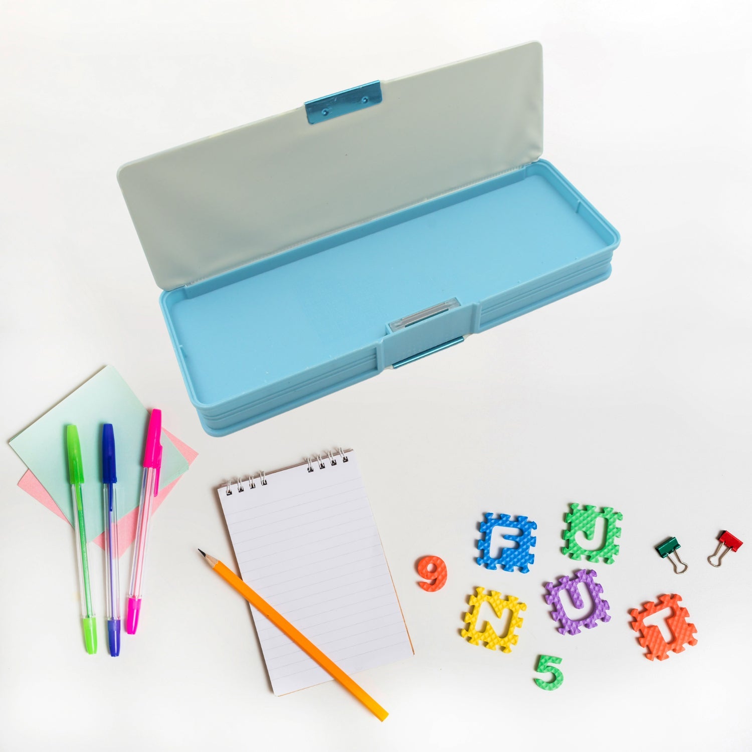Double Sided Magnetic Geometry Box, Pencil Box with Calculator for Boys Art Plastic Pencil Box for Girls and Boys - Springkart 
