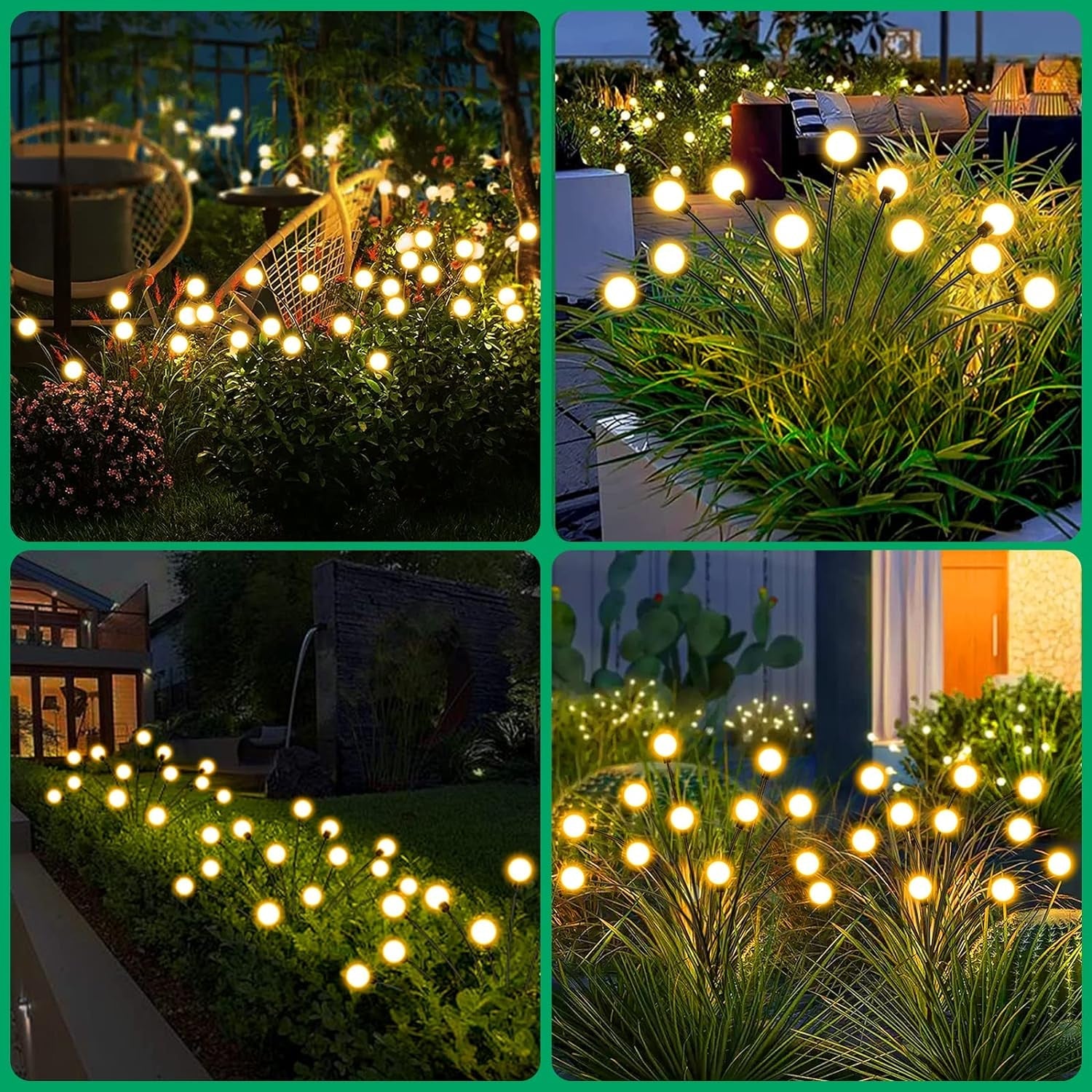 Solar Garden Lights, Solar - Powered Firefly Lamp, New Upgraded Solar Firefly Lights Outdoor Waterproof, Solar Outdoor Decorative Lights for Yard Gardening Patio Backyard Pathway Décor (2 PCS Set 12 LED (Warm Light)) - Springkart 
