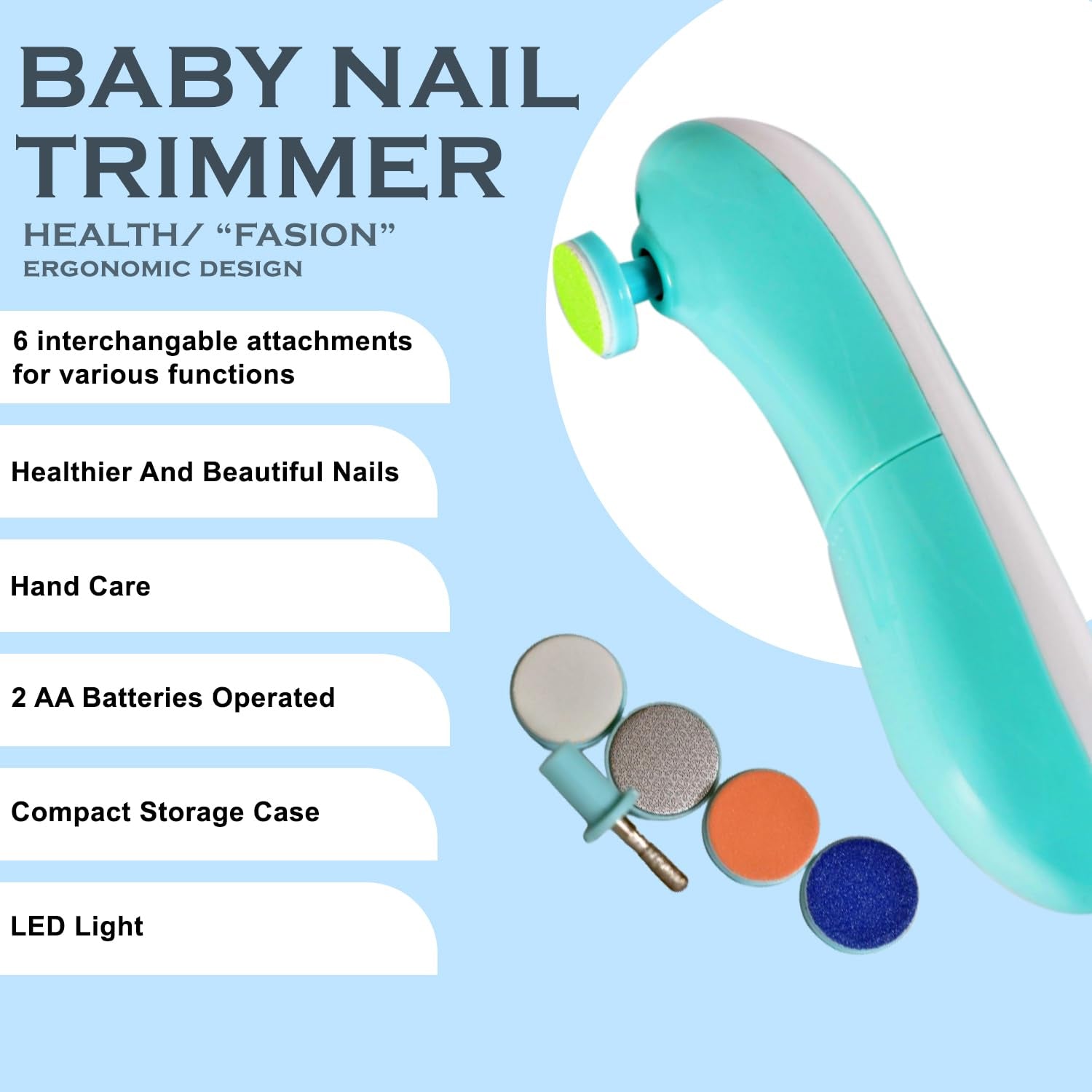 Baby Nail Trimmer / Clippers | 6 Grinding Head (Multi Color / 1 Pc / Battery not included) - Springkart 