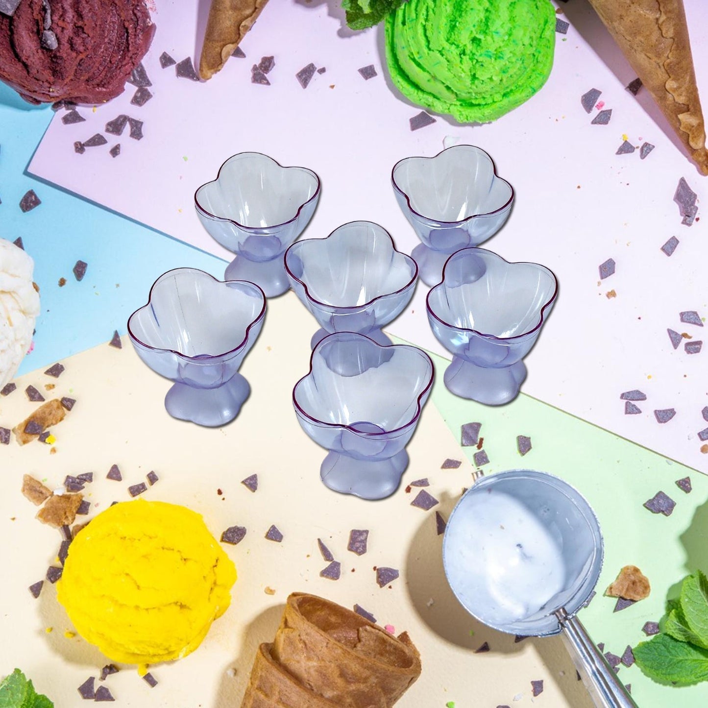 MODERN STYLE DESSERT & ICE CREAM BOWL PLASTIC 6PCS FOR HOME ,OFFICE,PARTY - Springkart 