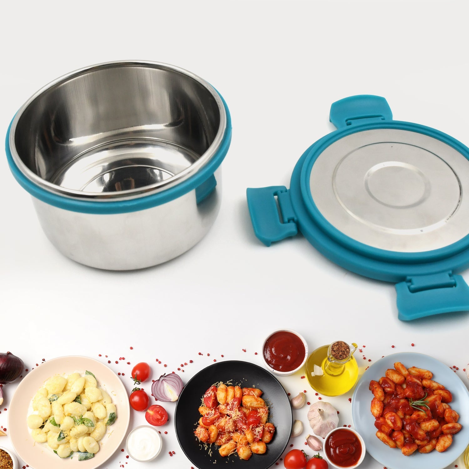 Miracle Solo round Lunch box High Grade Stainless Steel Double Wall Insulated 300ML Food Container 4 Lock Clip Leak Proof Lid, Best Return Gift for Any Occasion (1 Pc) - Springkart 