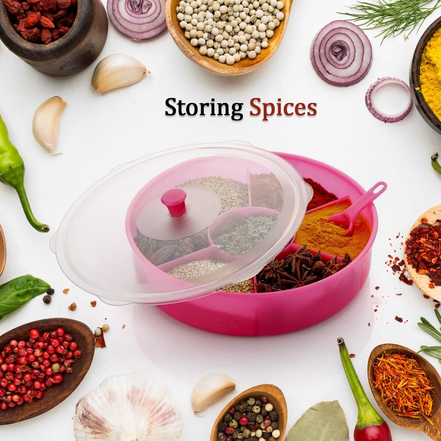 Multipurpose Dry-fruit and masala box with single spoon. - Springkart 