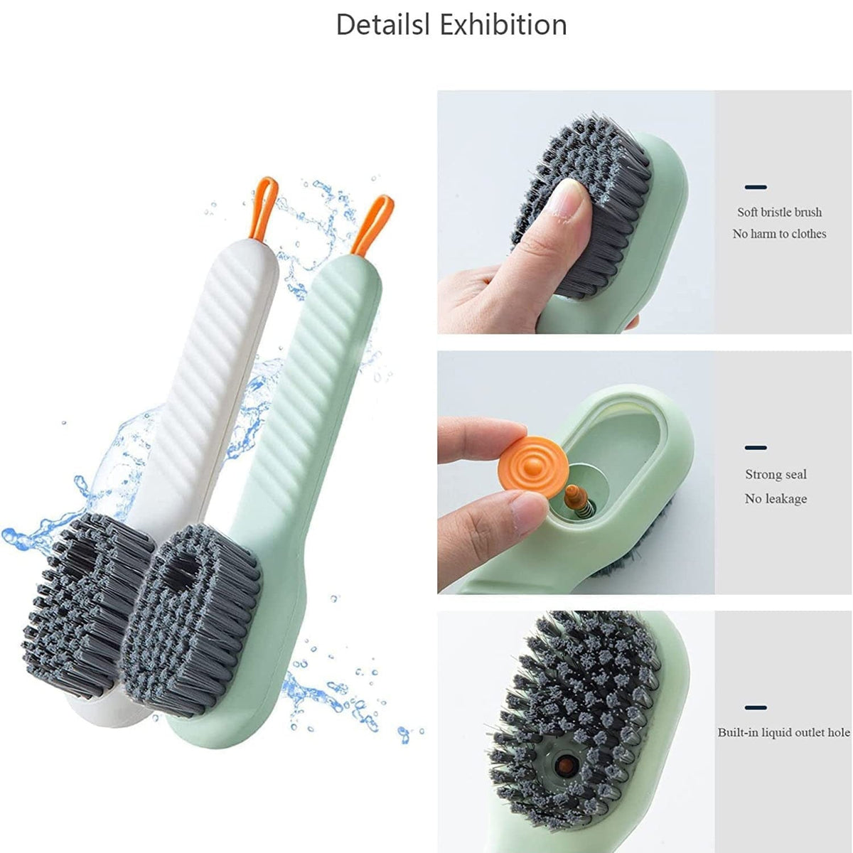 Multifunctional Scrubbing Brush with Liquid / Soap Dispenser, Cleaning Brush with Liquid / Soap Dispenser, Shoe Brush for Cleaning, Cloth Cleaning Brush with Handle Liquid Shoe Brush For Shoe Clothes (1 Pc) - Springkart 