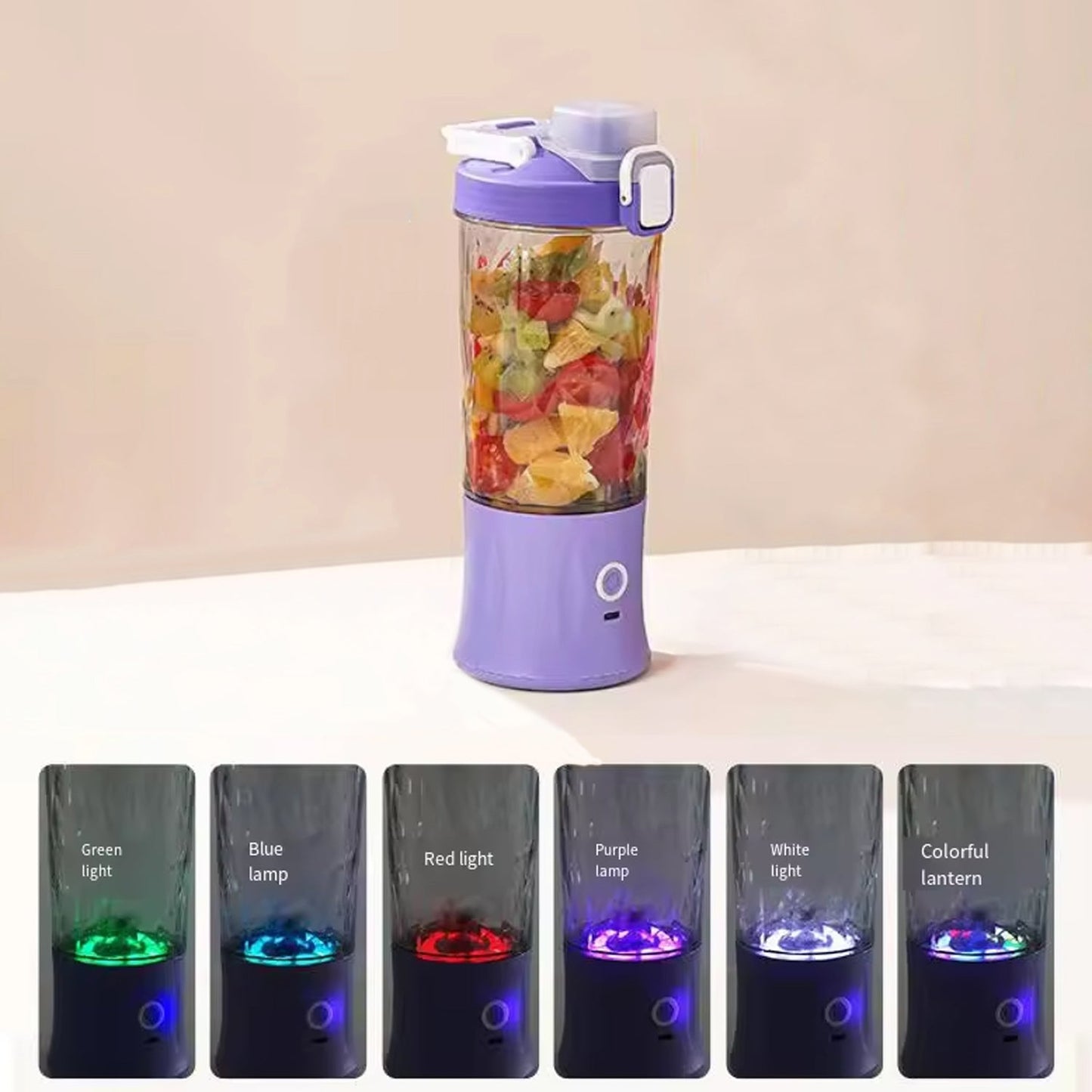 Eletric Crusher Juicer With Multicolor Light, 8 Blades (600 ML / Multicolor) - Springkart 