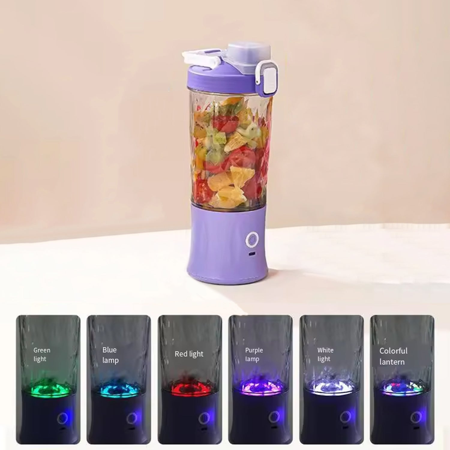 Eletric Crusher Juicer With Multicolor Light, 8 Blades (600 ML / Multicolor) - Springkart 