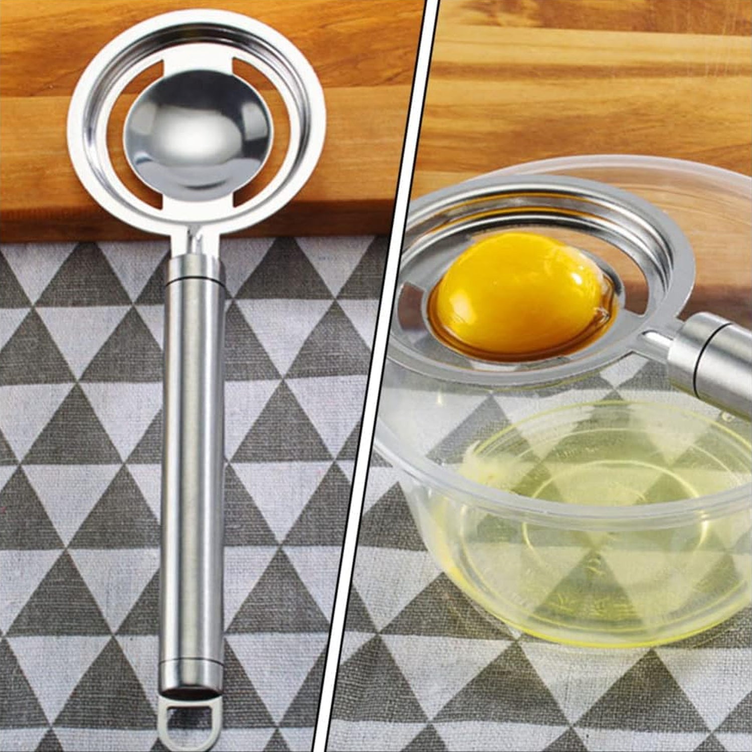 kitchen tools Egg Yolk White Separator Stainless Steel Egg White Separator Tools Eggs Yolk Filter Gadgets Kitchen Gadgets Separating Funnel Spoon Egg Divider Tools - Springkart 