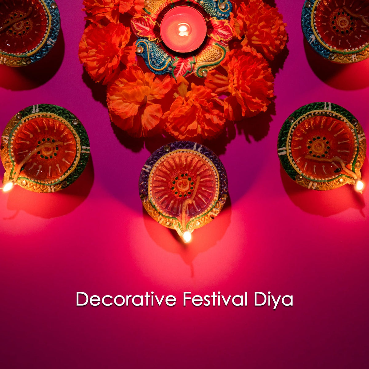 Decorative Hand Painted Clay Puja Diya for Diwali Home Indoor Outdoor Handmade Diya (6 Pcs Set/ Mix Design) - Springkart 