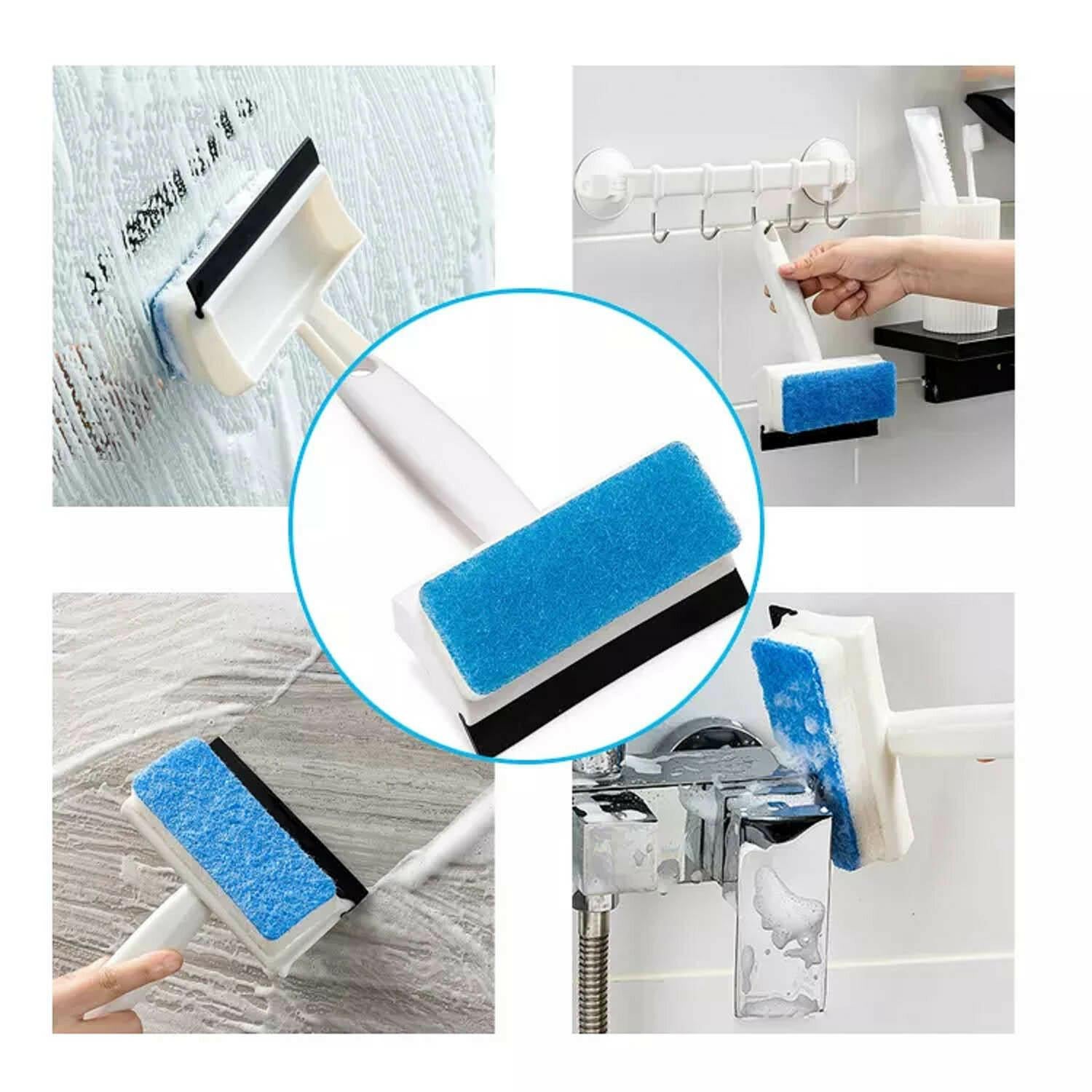 2-in-1 Glass Wiper & Cleaning Brush | Double-Sided Mirror, Tile, and Grout Cleaner for Bathroom & Windows - Springkart 