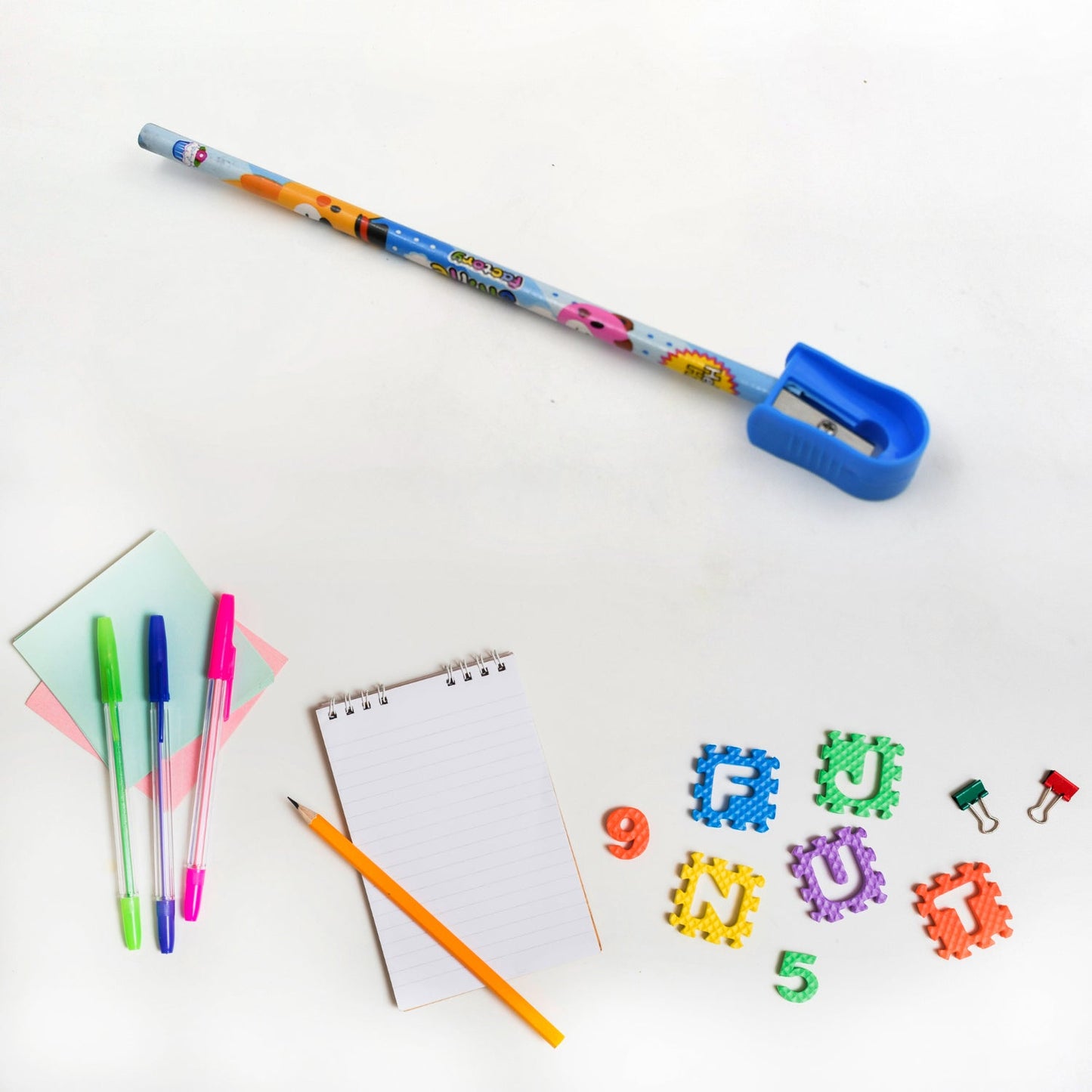 Stationery Kit for Kids - Stationery Set, Includes Wooden Pencil, Sharpener, Pencil and Eraser Set, Birthday Return Gift for Kids, Boys, Girls, 2 Pencil, 1 Scale, 1 Notebook,1 Sharpener, 1 Eraser & With Zip Bag (6 Pcs Set)