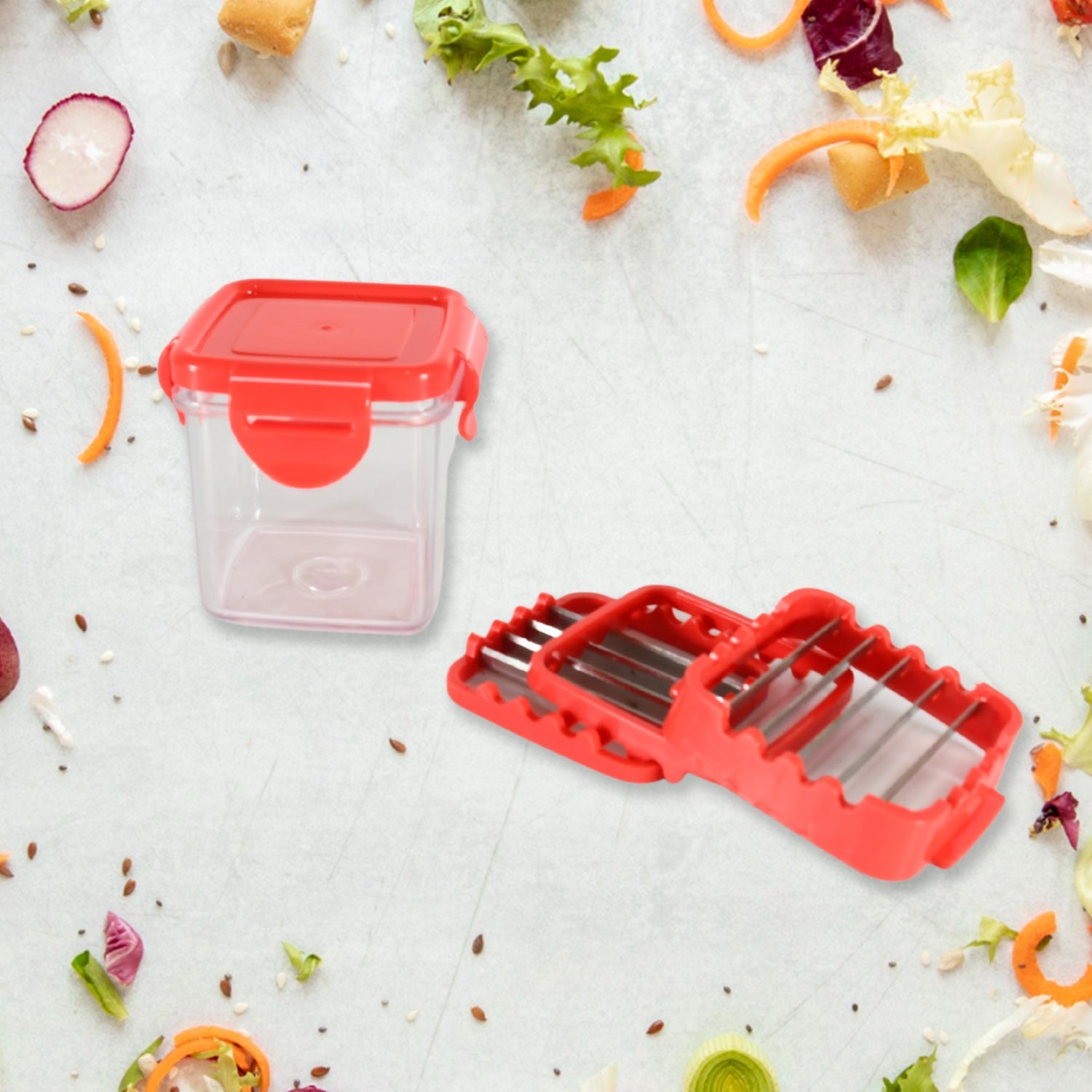 Multifunction Vegetable Cutter Manual Vegetable Quick Dicer Fruit Chopper Slicer with 3 Interchangeable Stainless Steel Blade Inserts, Non-Skid Base Slicer and Chopper - Springkart 