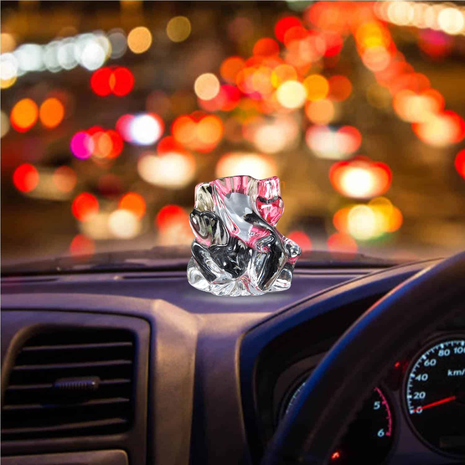 Crystal Glass Ganesha Idol for Home, Office and Car Dashboard - Springkart 