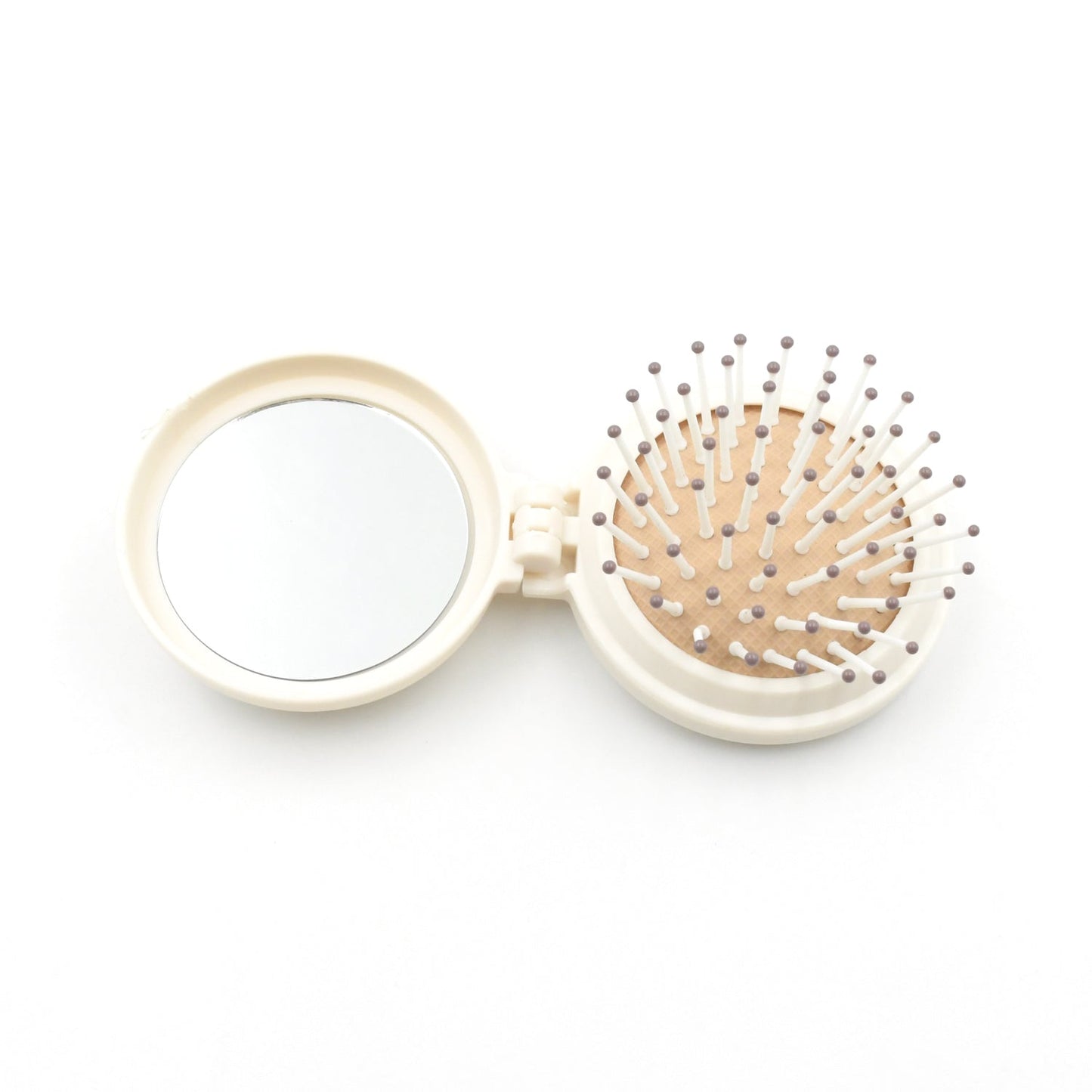 Foldable Travel Mirror Hair Brushes, 1pc Round Portable Folding Pocket Hair Brush, Mini Hair Comb Compact Travel Size, Hair Massage Comb, For Men Women And Girls - Springkart 
