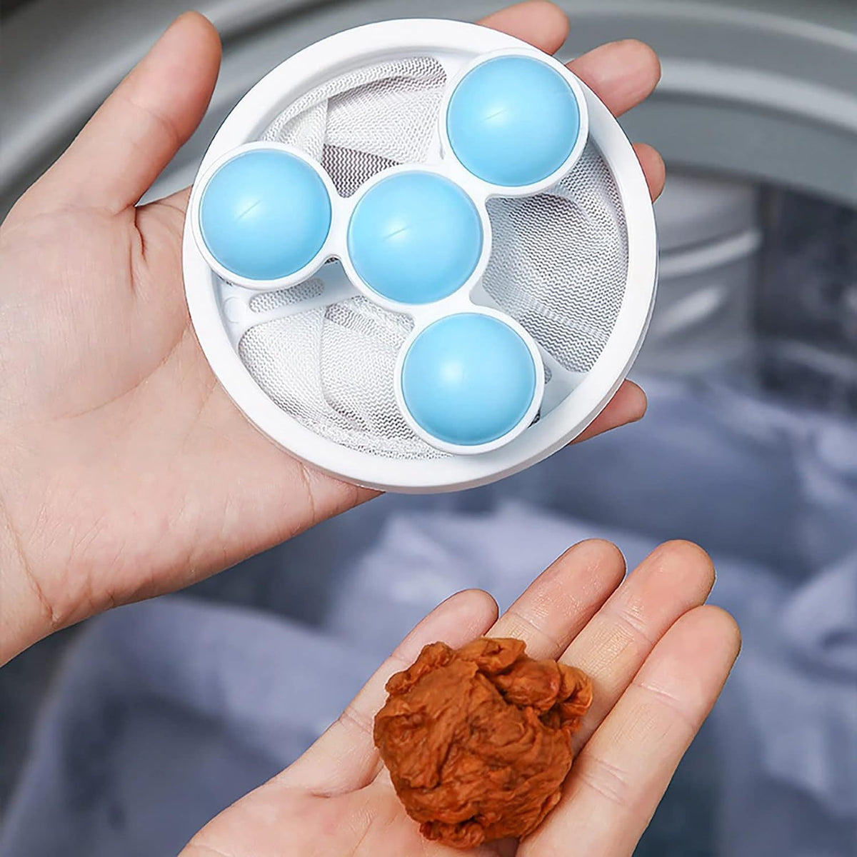 Laundry Ball Floating Pet Fur Lint Hair Catcher Household Reusable Washing Machine Floating Lint Mesh Bag Hair Filter Net Pouch Washing Lint Hair Remover Net, Mesh Bag Dryer (1 Pc) - Springkart 