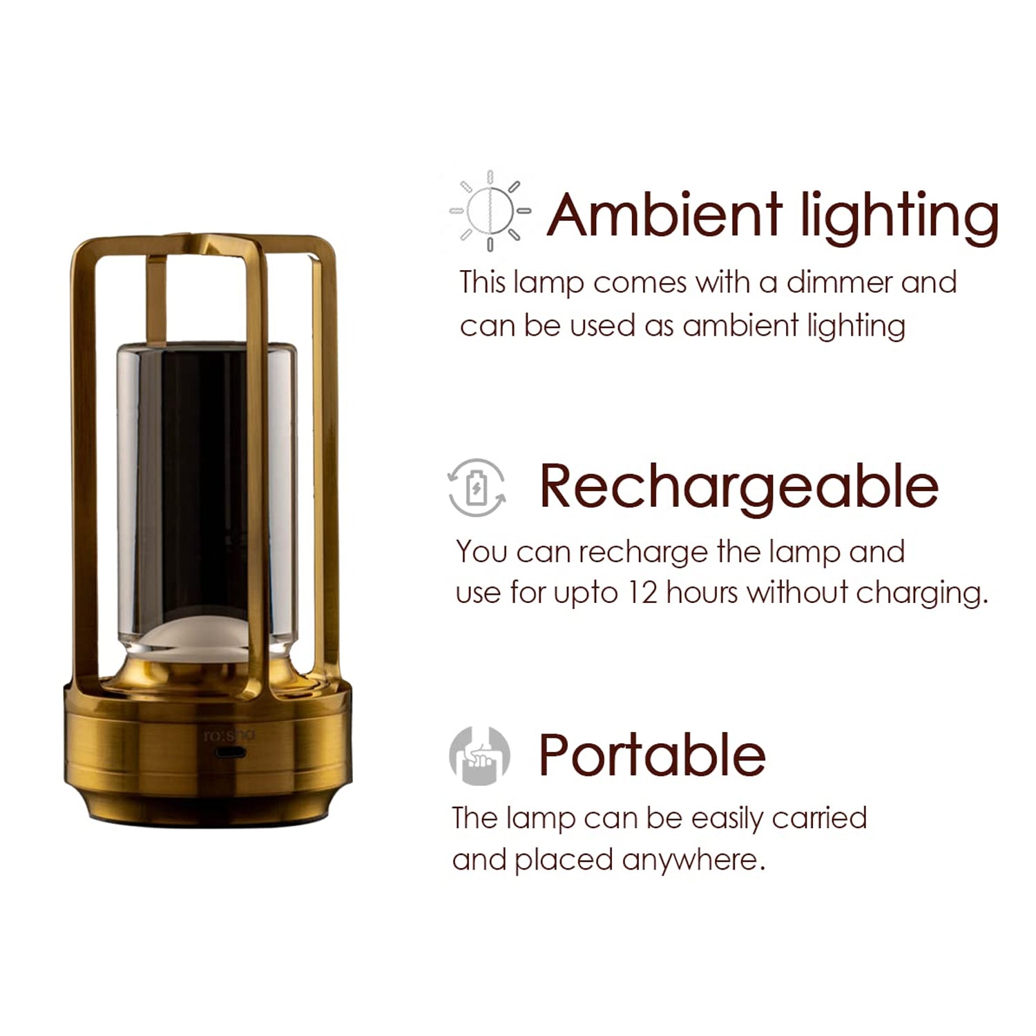 Crystal Lantern Lamp, Crystal Lantern Table Lamp, 3 Colors Rechargeable Cordless Led Lights for Restaurant / Bedroom Lights (1 Pc) - Springkart 