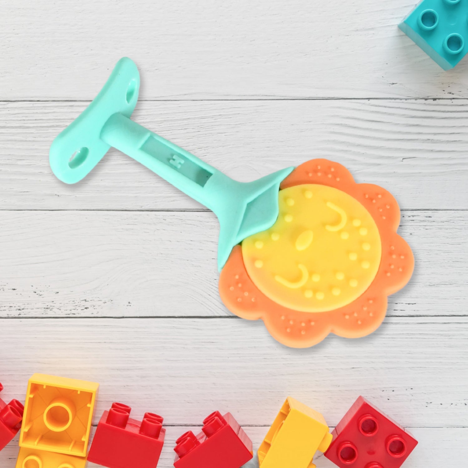 Baby Silicone Teether, Fruit Teether for Toddlers,100% Food Grade Silicone Teether, Non-Toxic & Latex Free Suitable for Kids Above 3 Months Sunflower, Moon Shape(1 Pc) - Springkart 