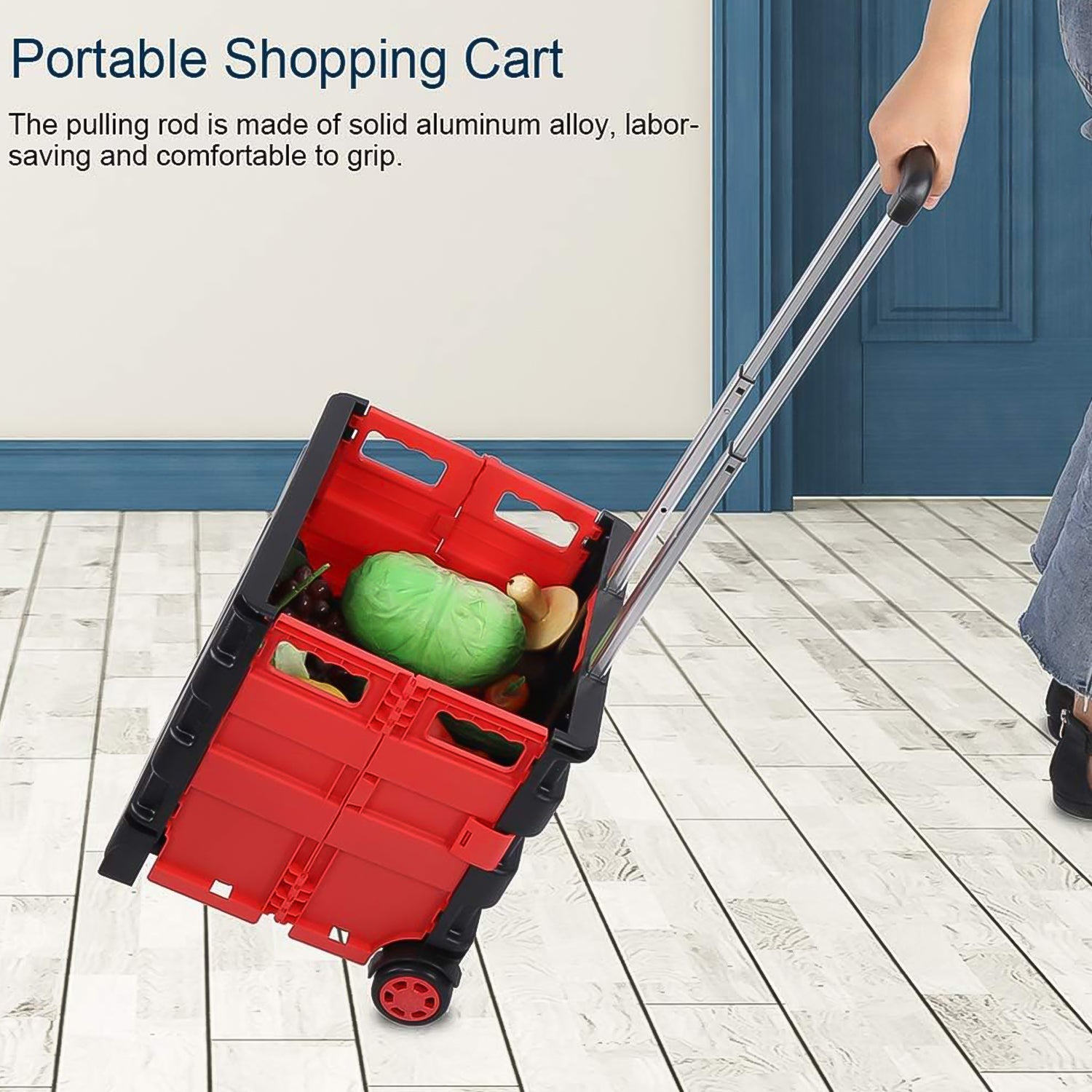 Foldable Shopping Grocery Trolley / Cart Travel Portable Food Basket (1 Pc) - Springkart 