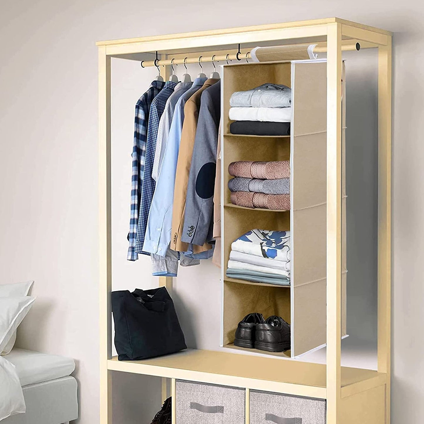 Fabric Hanging 4-Shelf Closet Cloth Organizer - Springkart 