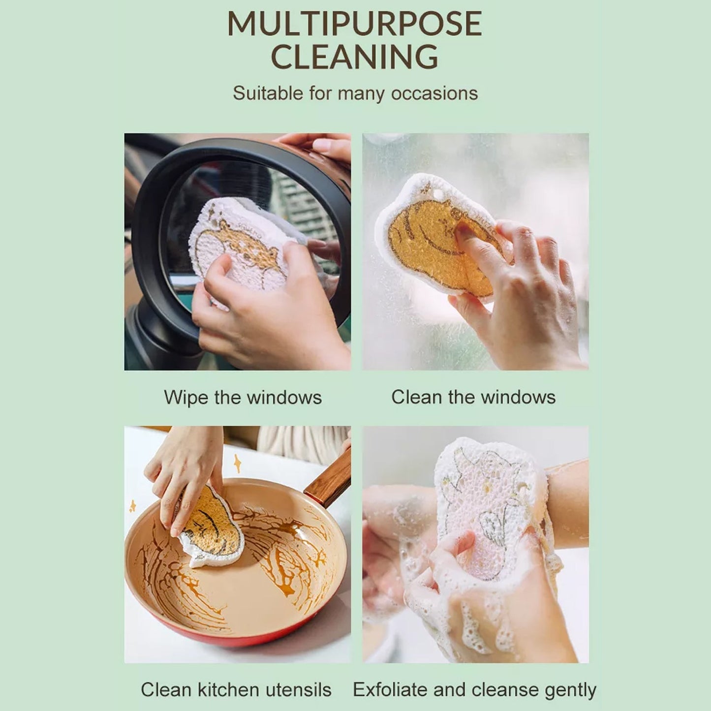 Compressed Wood Pulp Sponge. Creative Cartoon Design Scouring Pad Dishwashing Absorbing Pad. Kitchen Cleaning Tool. - Springkart 