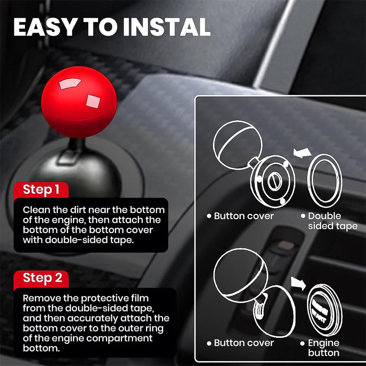Ball Design Car Push Start Button Rocker / Cover (1 Pc) - Springkart 