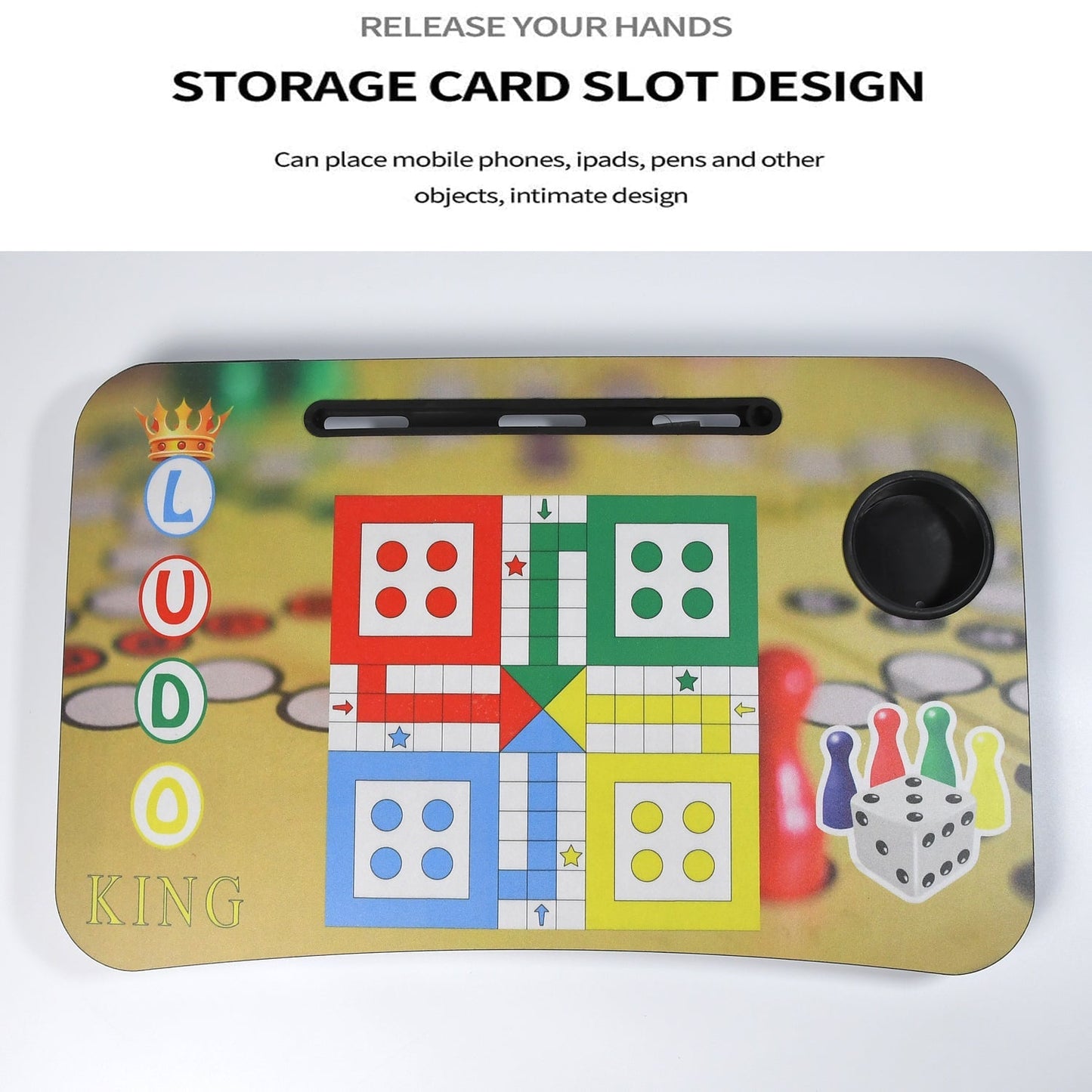 Ludo Design Foldable Bed Study Table Portable Multifunction Laptop Table Lapdesk for Children Bed Foldable Table Work Office Home with Tablet Slot & Cup Holder - Springkart 